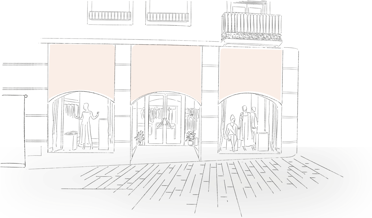 Ilustración del escaparate de la tienda de Arkos Moda